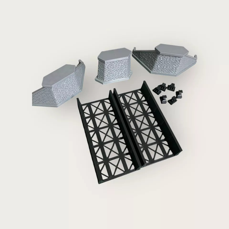 OO Gauge Model Railway Scenery Iron Girder Bridge 1:76 Scale